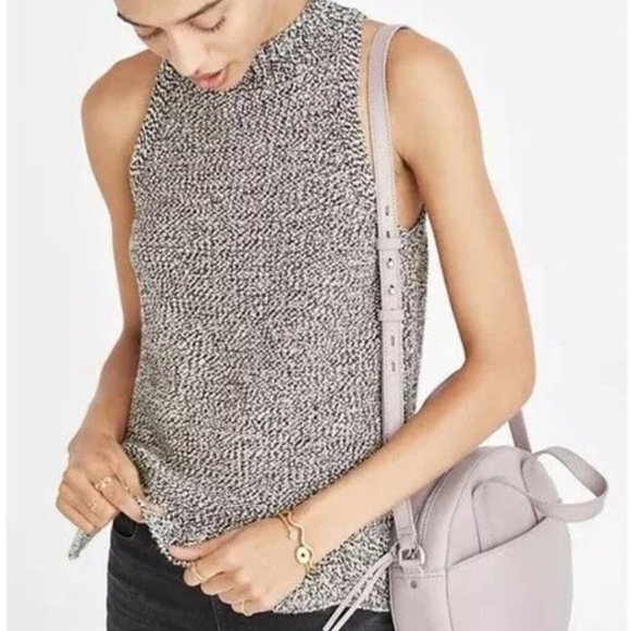 Madewell Mock Neck Knit Cutaway Sleeveless Sweater Tank - Picture 1 of 3